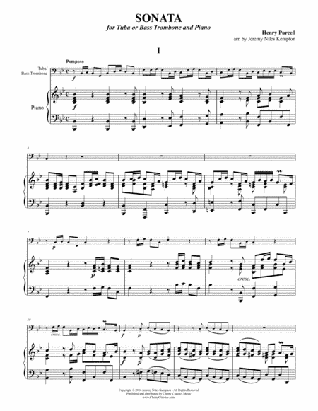 Sonata for Tuba or Bass Trombone & Piano or Organ (arr. Kempton, Jeremy Niles)