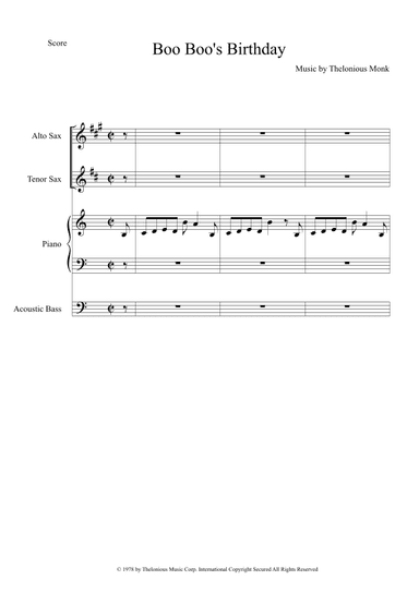Boo Boo's Birthday (arr. The Sheet Music Library)