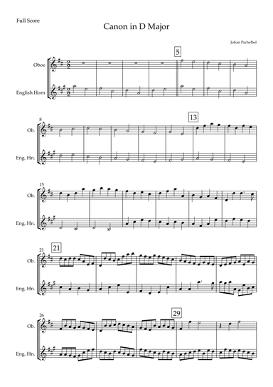 Canon in D Major (Johann Pachelbel) for Oboe & English Horn Duo (arr. Fabio Britto)
