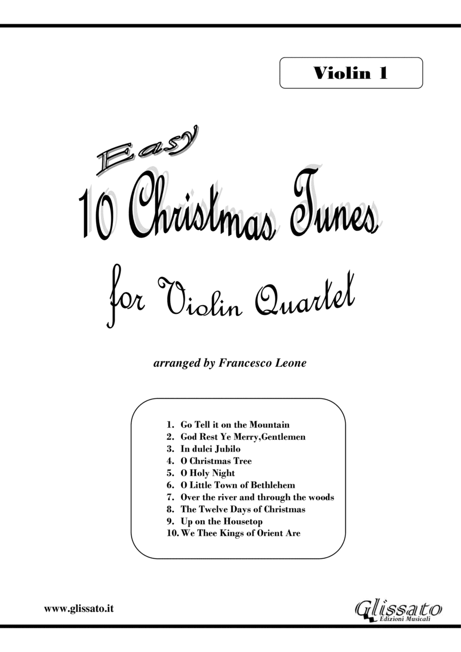 10 Easy Christmas Tunes - Violin Quartet (Set of parts) (arr. Francesco Leone)