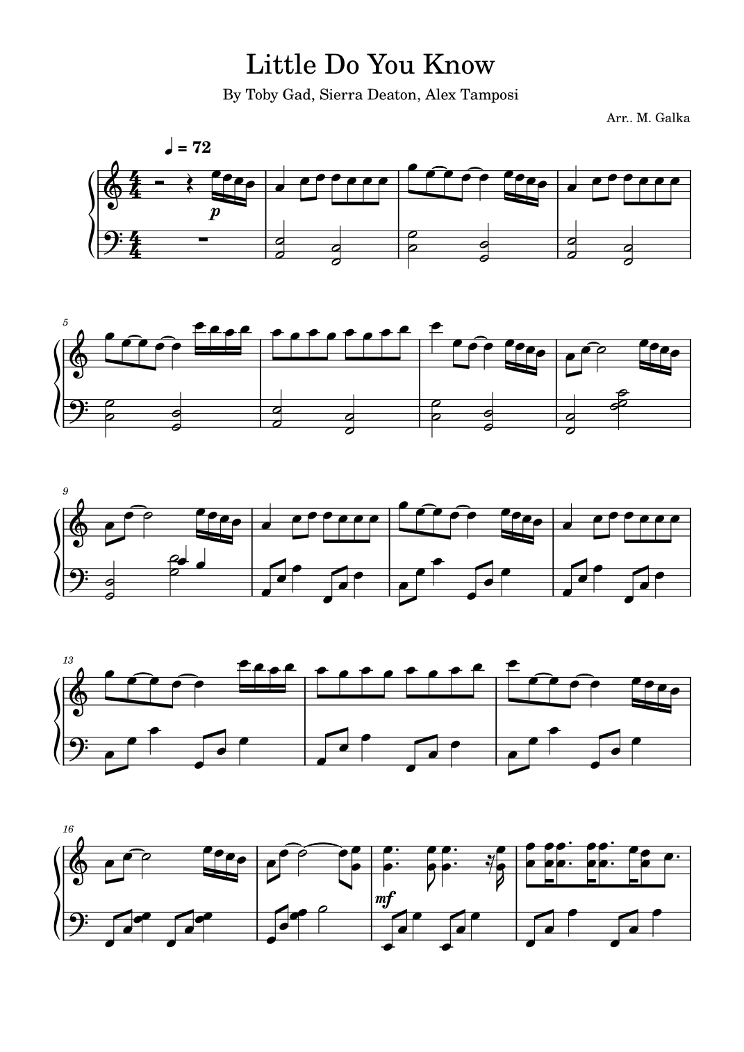 Little Do You Know (arr. M. Galka)