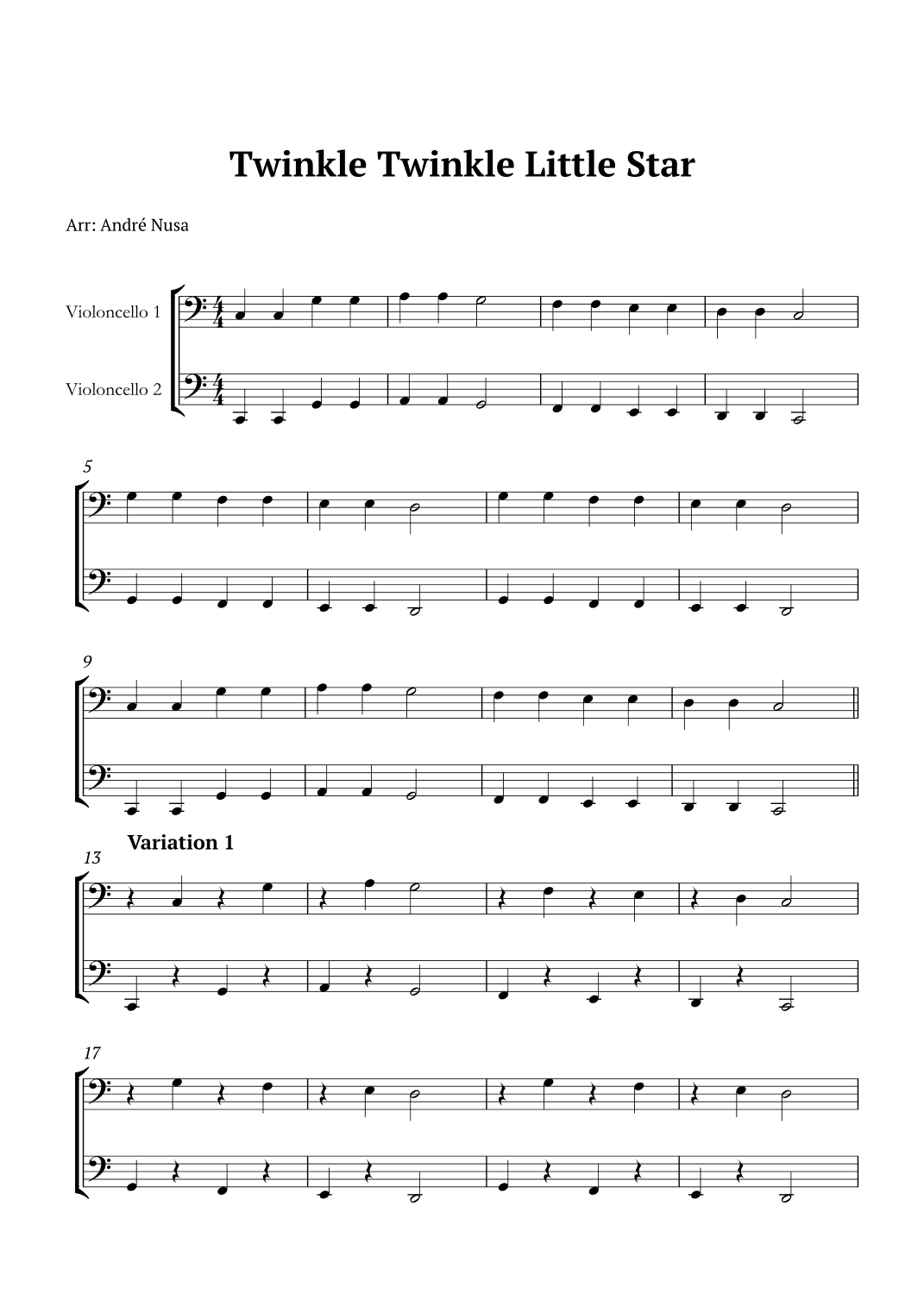 Twinkle Twinkle Little Star Variations (arr. André Nusa)