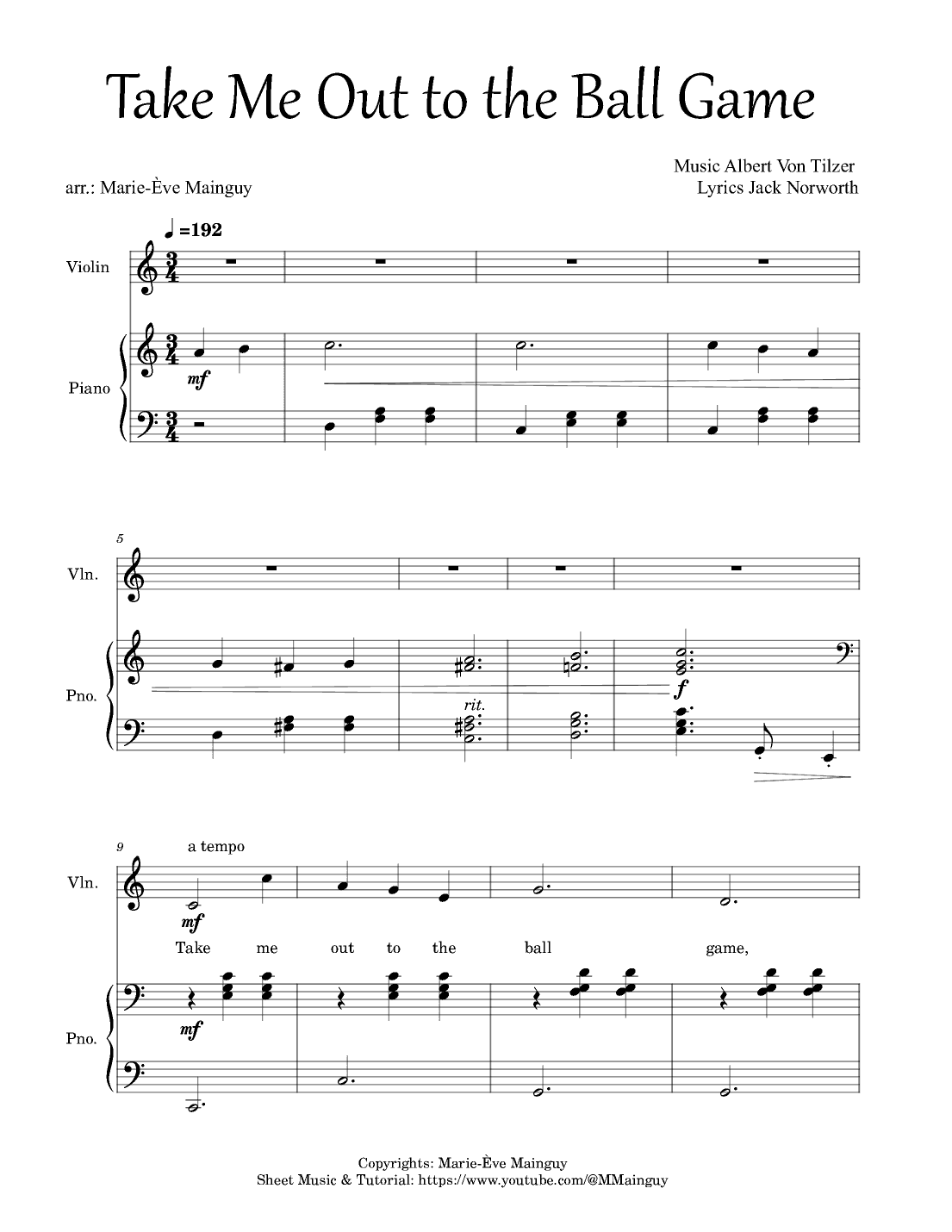 Take Me Out to the Ball Game (arr. Marie-Ève Mainguy)