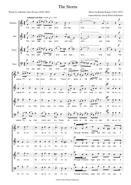 The Storm for choir (arr. David Warin Solomons)