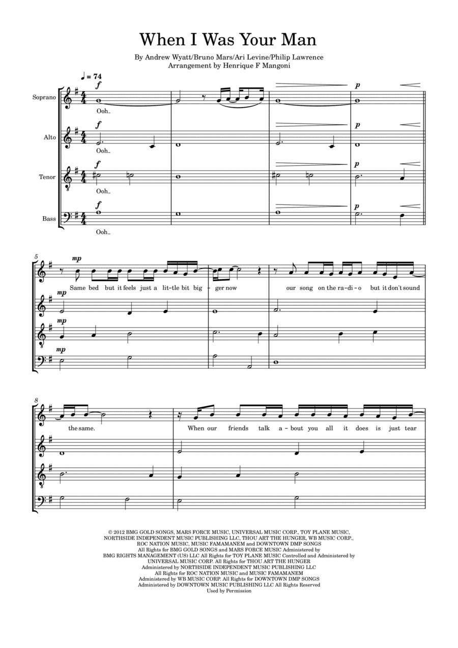 When I Was Your Man (arr. Henrique F Mangoni)