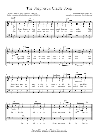 The Shepherd's Cradle Song (Sleep well, thou heav'n-born treasure, thou) - TTB Male Choir Arrangemen (arr. Jan-Frerk Jelend)