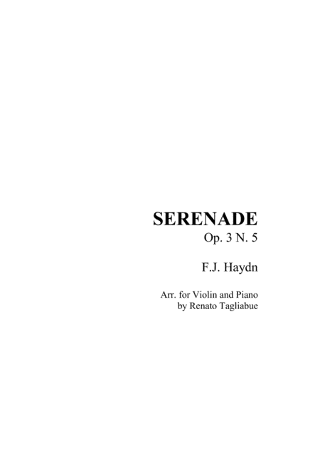 SERENADE Op. 3 N. 5  F.J. Haydn   Arr. for Violin and Piano (arr. Renato Tagliabue)