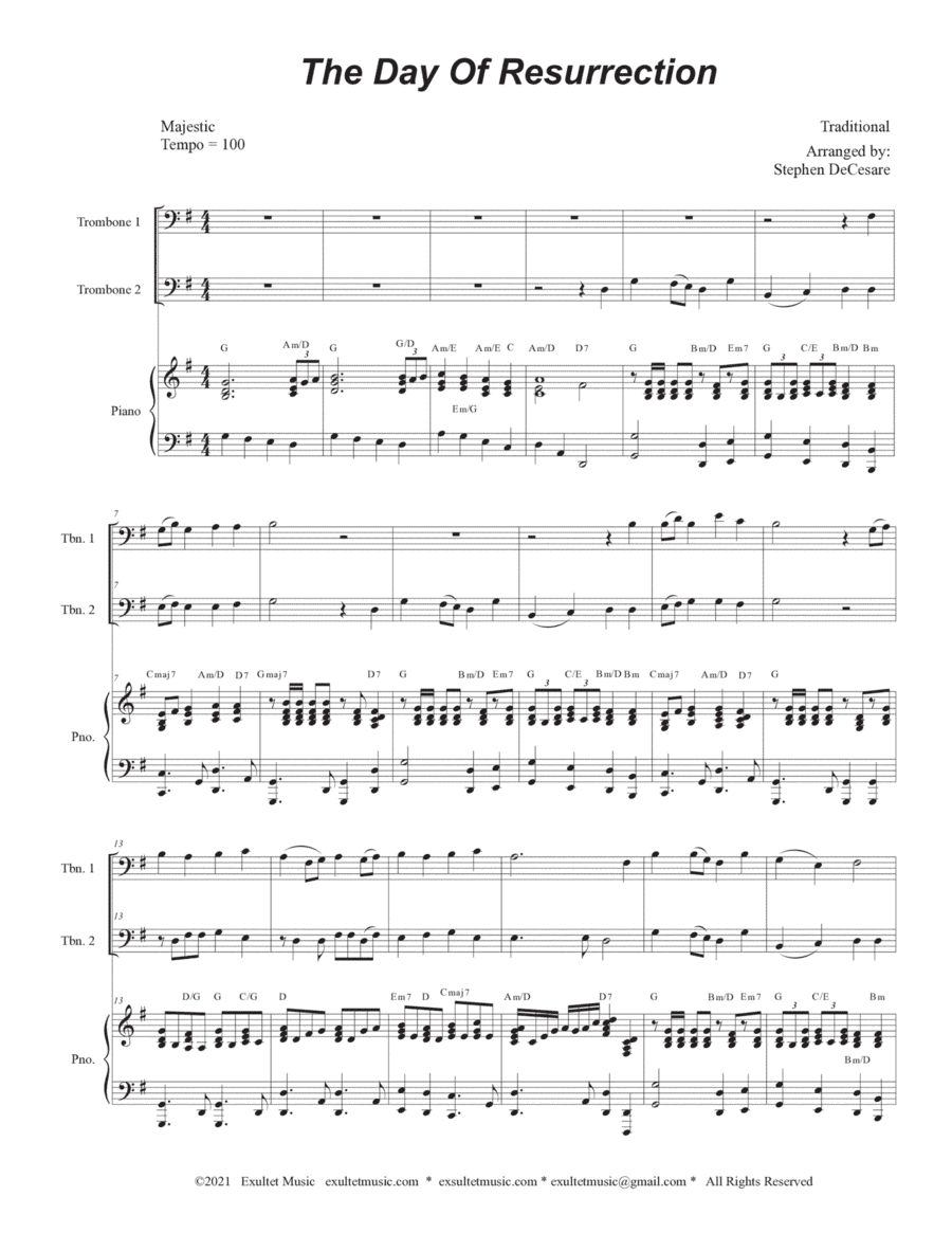 The Day Of Resurrection (Trombone Duet - Piano accompaniment) (arr. Stephen DeCesare)