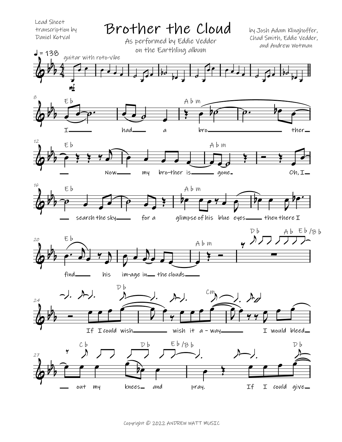 Brother The Cloud (arr. Daniel Charles Kotval)