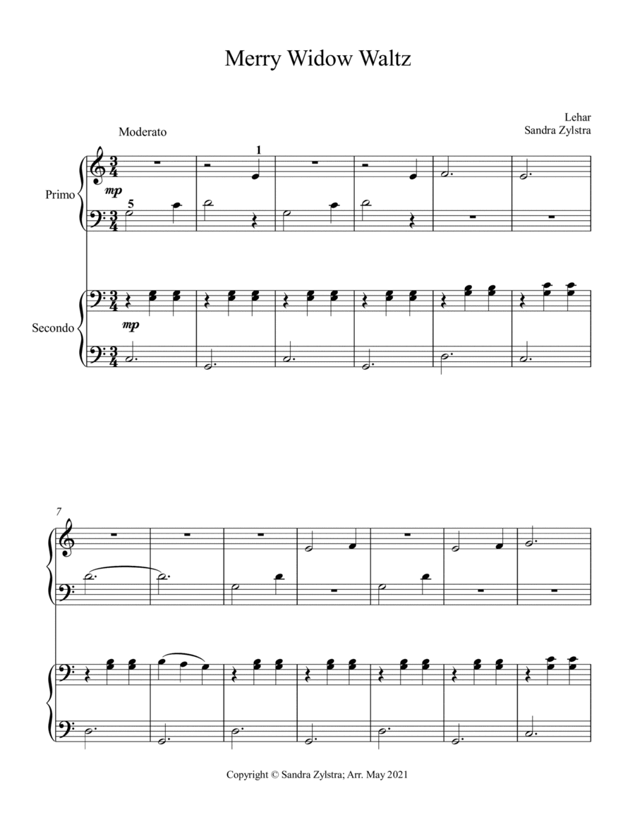 Merry Widow Waltz (beginning solo with optional elementary duet) (arr. Sandra Zylstra)