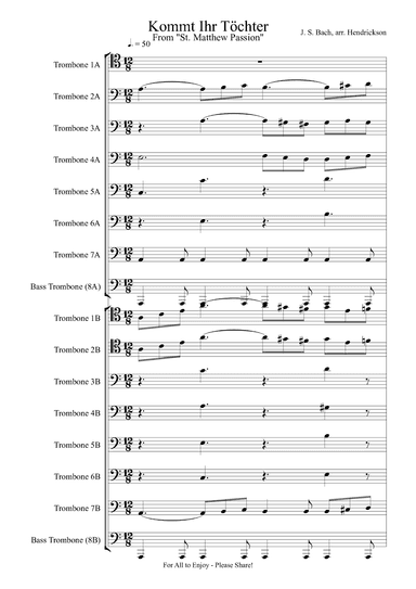 Kommt Ihr Tochter, Helft Mir Klagen (arr. Robert Hendrickson)