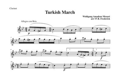Turkish March (Clarinet Solo) (arr. P. R. Frederick)