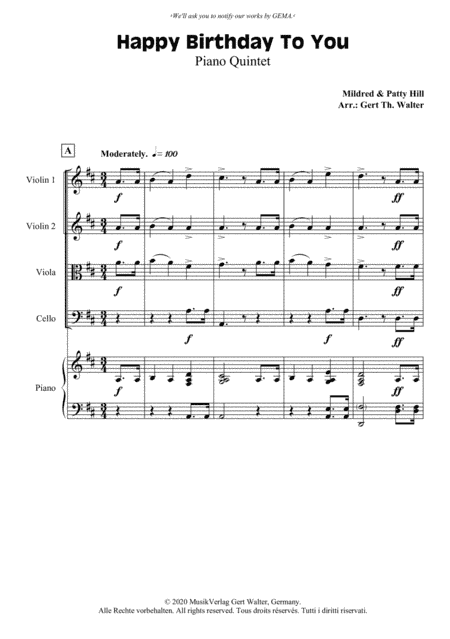 Happy Birthday To You (arr. Gert Th. Walter)