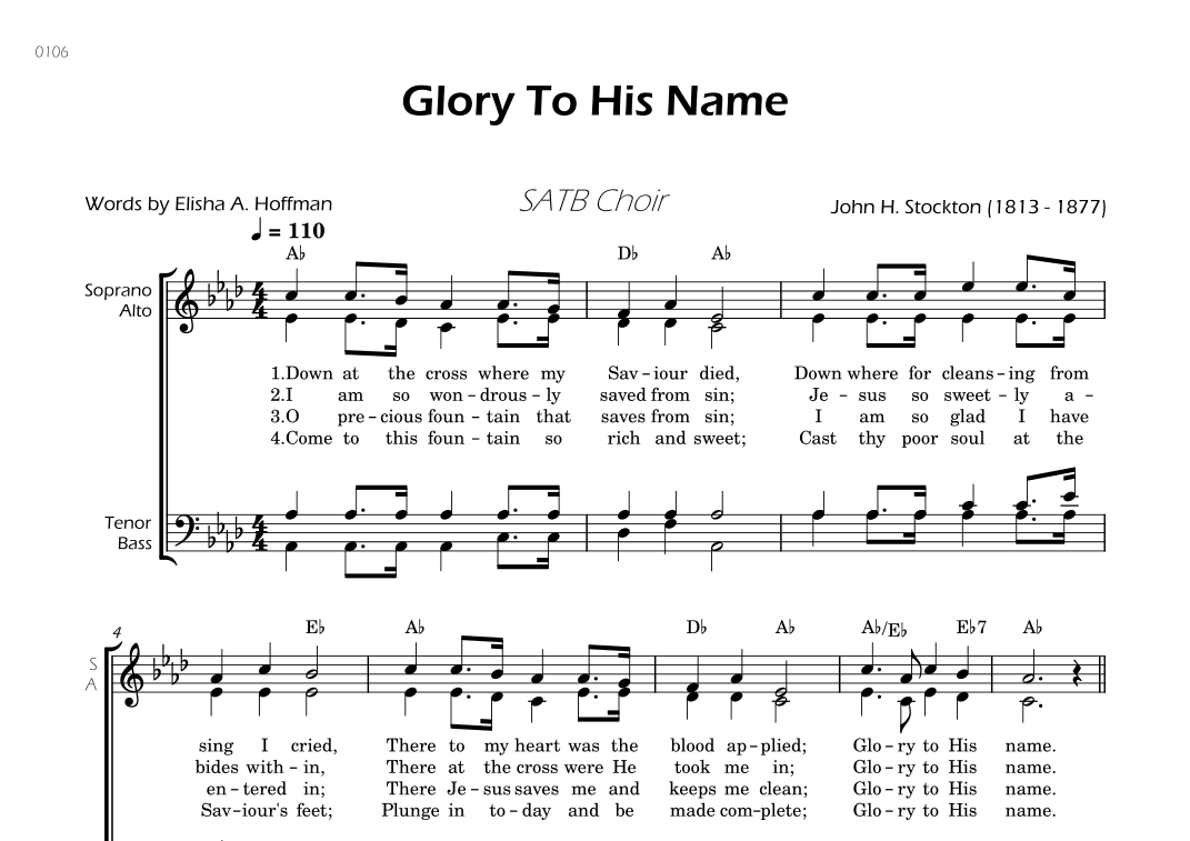 Glory To His Name - SATB Choir - W/Chords (arr. César Madeira)