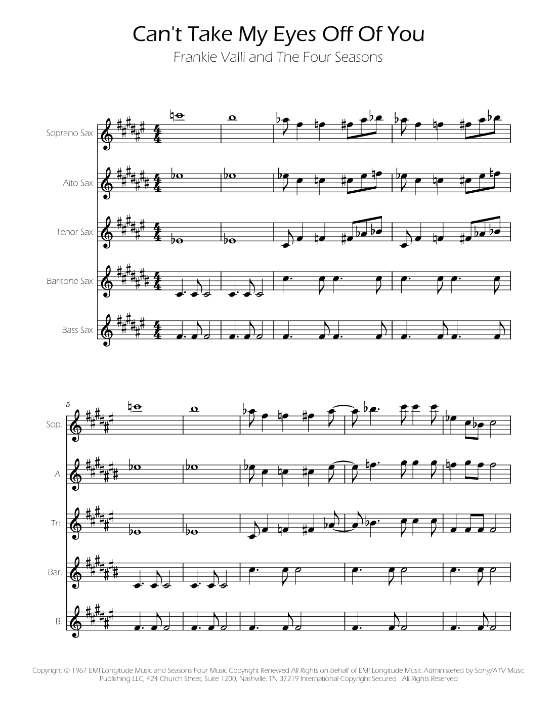 Can't Take My Eyes Off Of You (arr. Ygor Nunes)