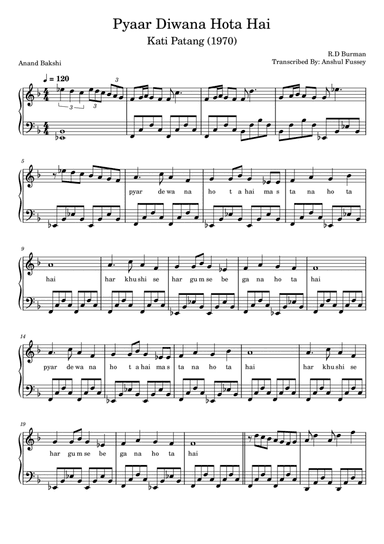 Pyar dewana hota hai (arr. Sunil Fussey)