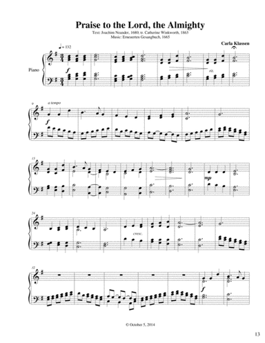 Praise To The Lord, The Almighty (arr. Carla Klassen)
