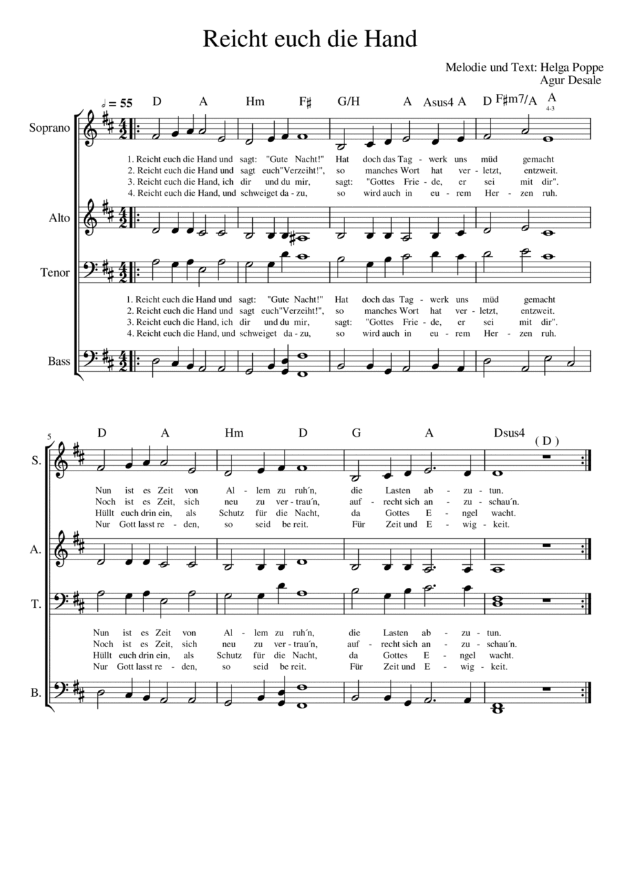 Reicht euch die Hand (with Chords) (arr. Agur Desale)