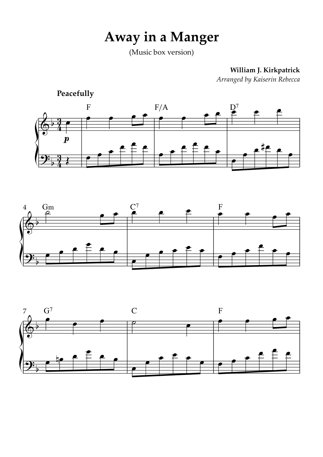 Away in a Manger (Music box version) (arr. Kaiserin Rebecca)