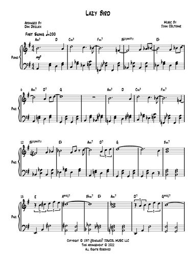 Lazy Bird (arr. Dan Drizlikh)