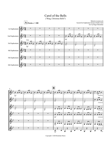 Carol of the Bells (F min) (Euphonium Sextet - Treble Clef) (arr. Regis Bookshar)