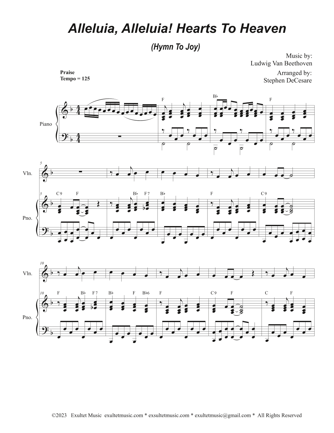 Alleluia, Alleluia! Hearts To Heaven (Violin solo and Piano) (arr. Stephen DeCesare)