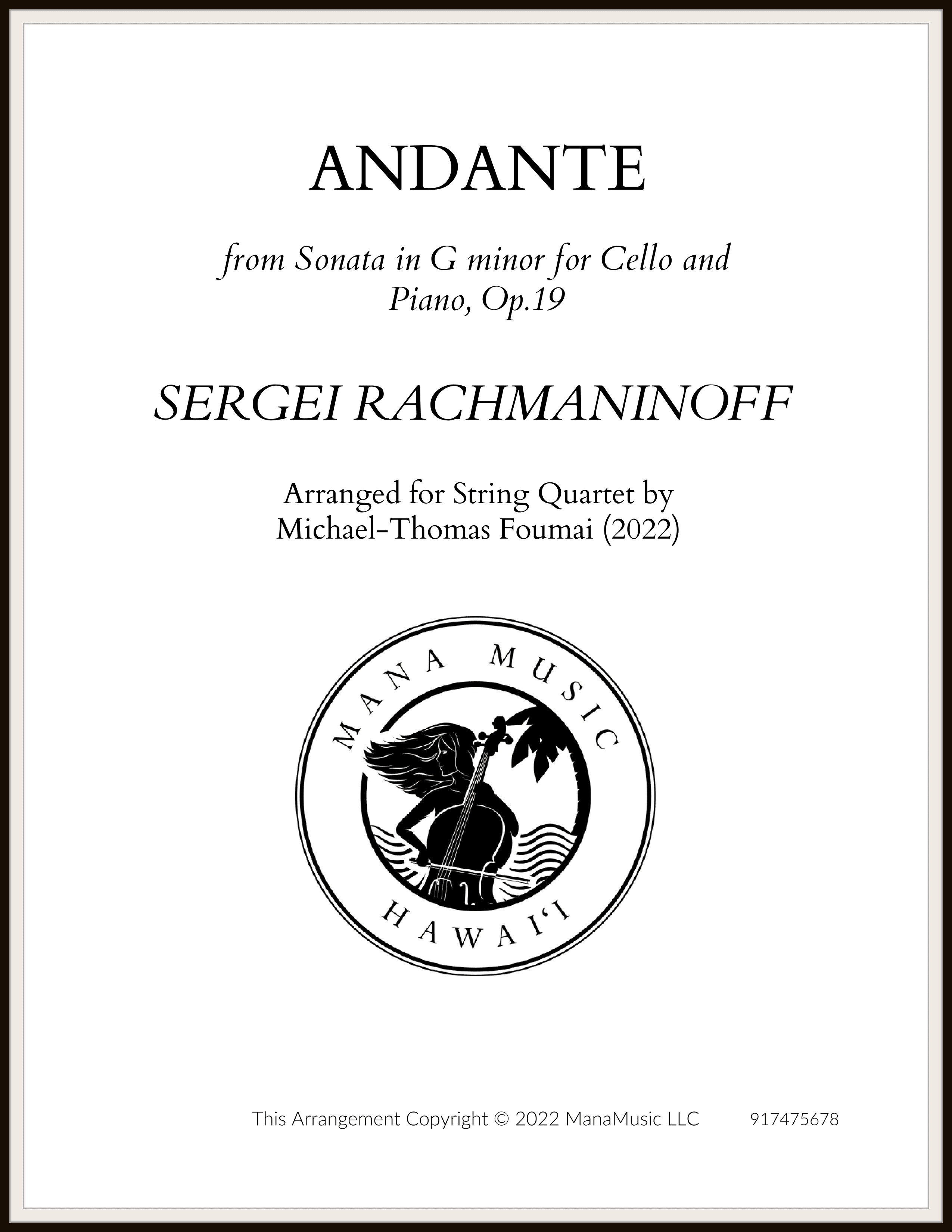 Andante for Sonata in G minor for Cello and Piano, Op. 19 (arr. Michael-Thomas Foumai)