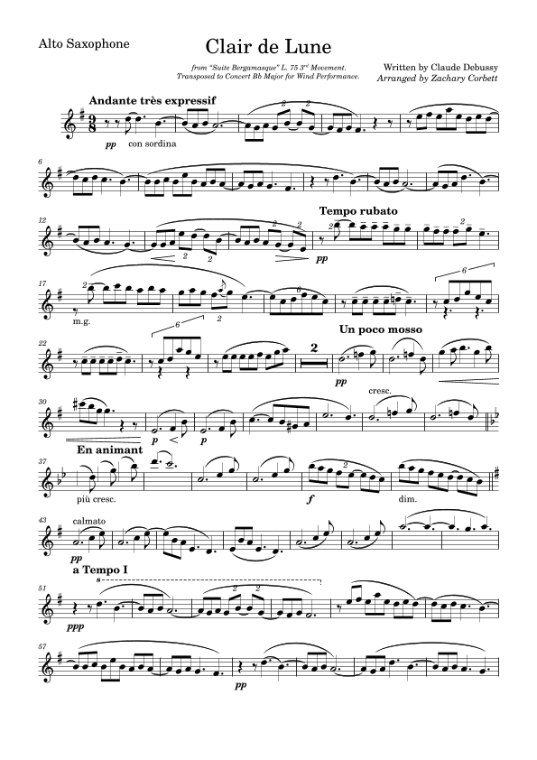 Clair de Lune (arr. Zachary Corbett)