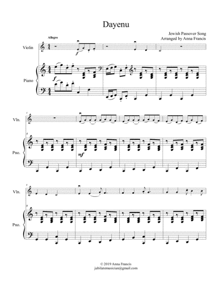 Dayenu (arr. Anna Francis)