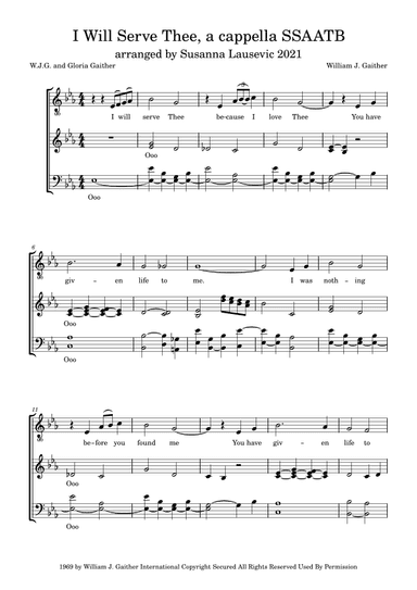 I Will Serve Thee (arr. Susanna Lausevic)