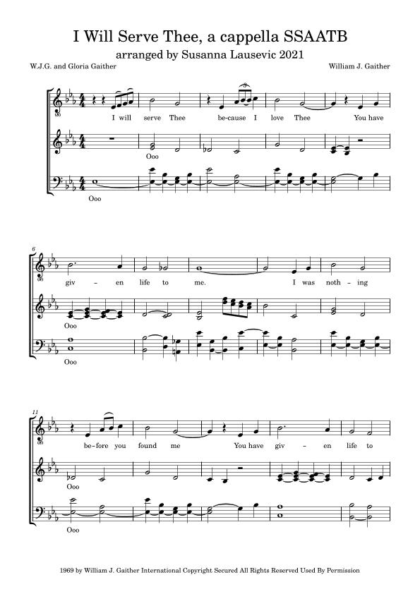I Will Serve Thee (arr. Susanna Lausevic)