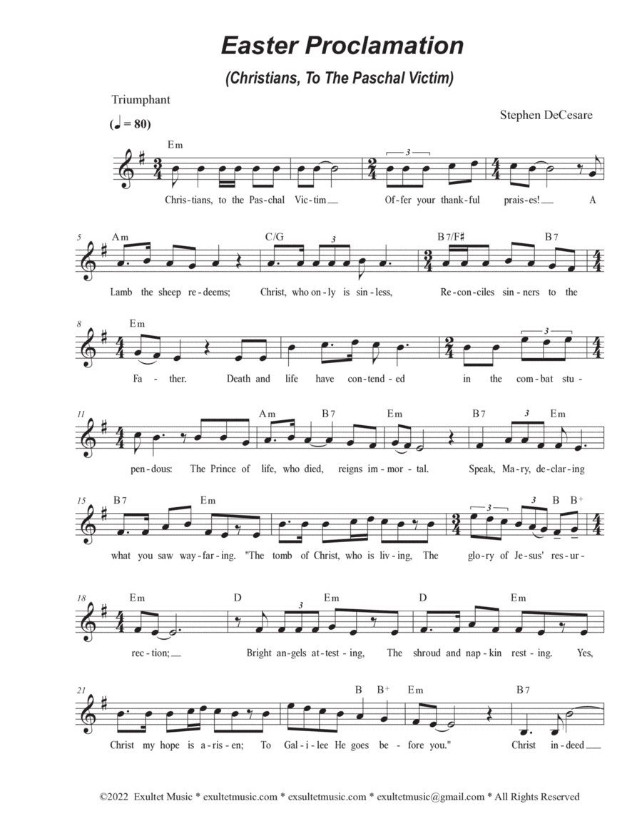 Easter Proclamation (Christians, To The Paschal Victim) (Vocal Solo - Medium Key)