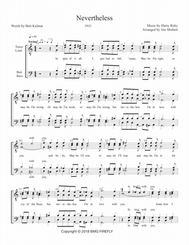 Nevertheless (i'm In Love With You) (arr. Jim Shubert)