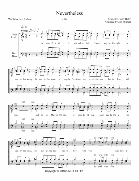 Nevertheless (i'm In Love With You) (arr. Jim Shubert)