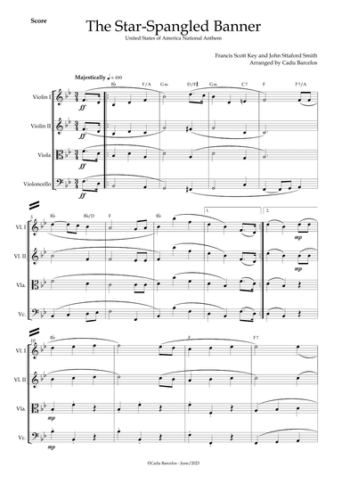 The Star-Spangled Banner - EUA Hymn (Strings Quartet) chords (arr. Cadu Barcelos)