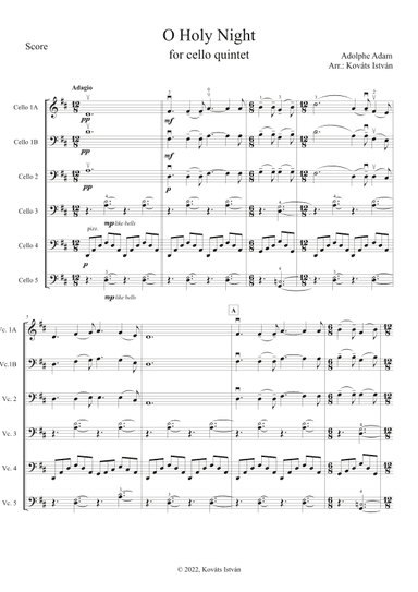 O Holy Night - for Cello Quintet (arr. Kovats Istvan)