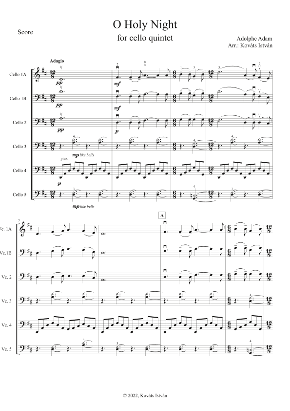 O Holy Night - for Cello Quintet (arr. Kovats Istvan)