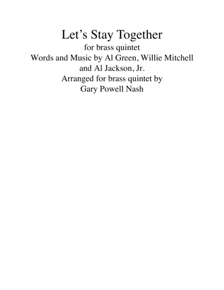 Let's Stay Together (arr. Gary Powell Nash)