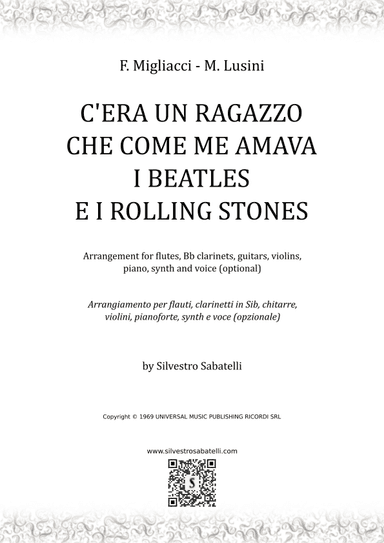 Era Un Muchacho Que Como A Mi Le Gustaban Los Beatles Y Los - Score Only (arr. Silvestro Sabatelli)
