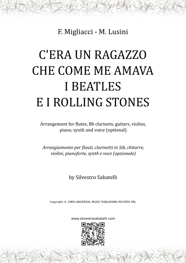 Era Un Muchacho Que Como A Mi Le Gustaban Los Beatles Y Los - Score Only (arr. Silvestro Sabatelli)