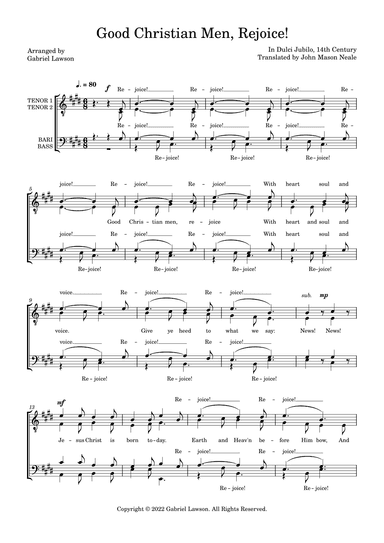 Good Christian Men, Rejoice! (arr. Gabriel Lawson)