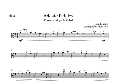 Adeste Fideles (O Come, All Ye Faithful) - viola (arr. Vitor Melo)