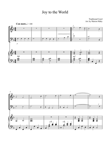 Joy to the World for piano trio (arr. Marion Maby)