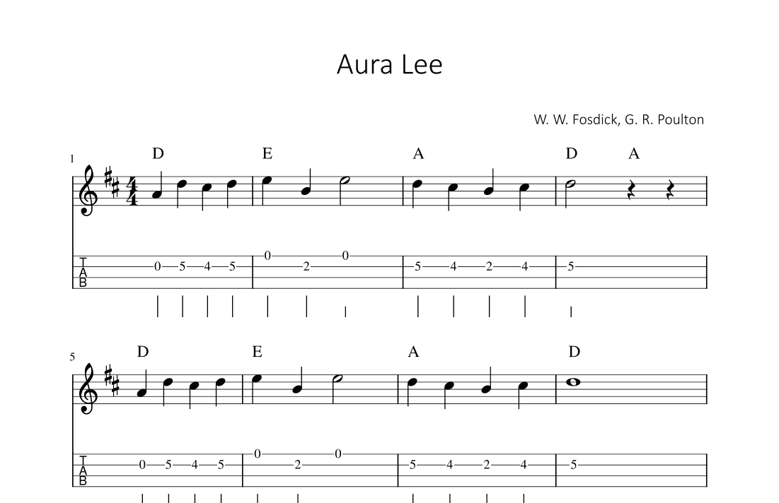 Aura Lee (arr. songbooks.info)