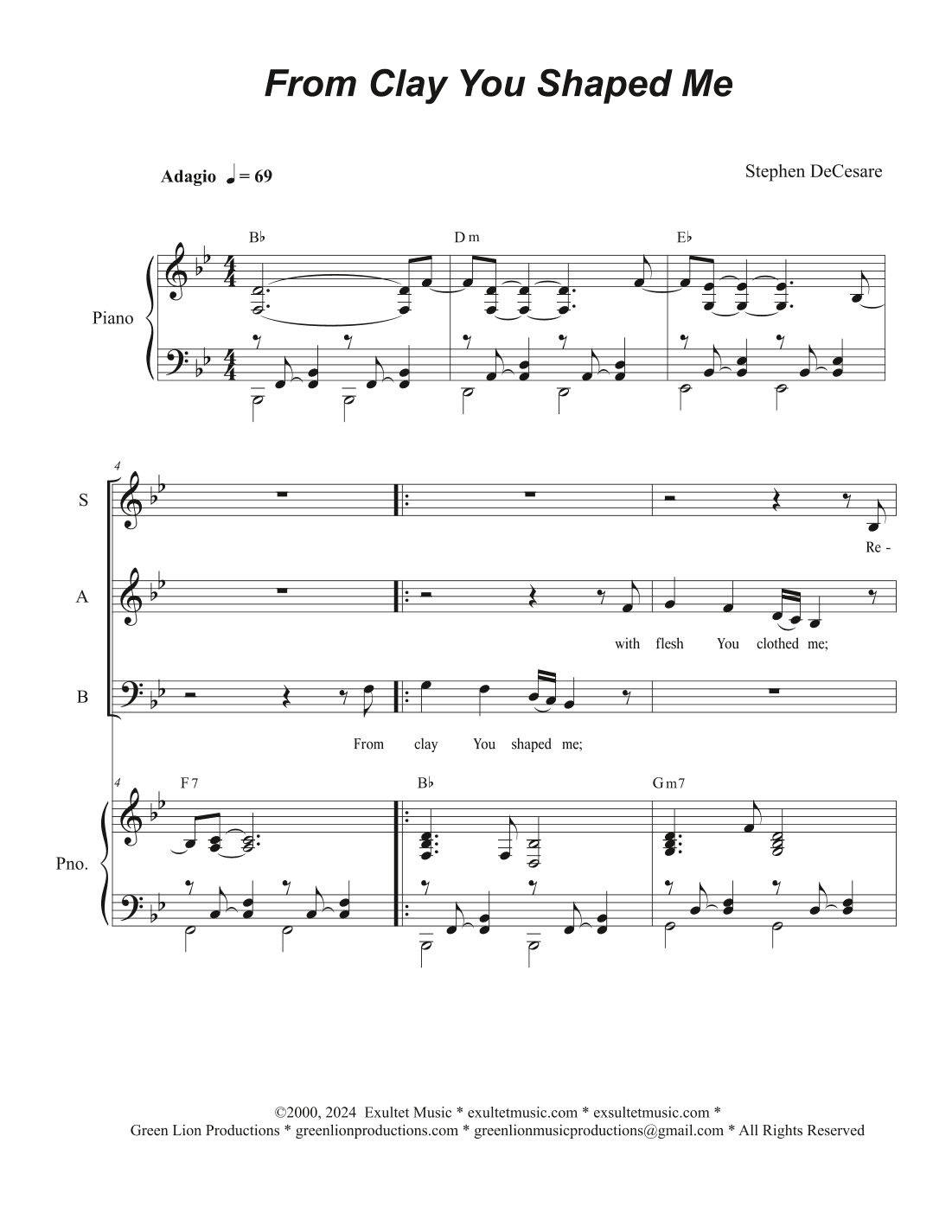 From Clay You Shaped Me (SAB)