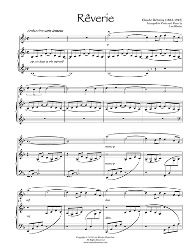 Rêverie - Claude Debussy, for Violin and Piano (arr. Len Rhodes)