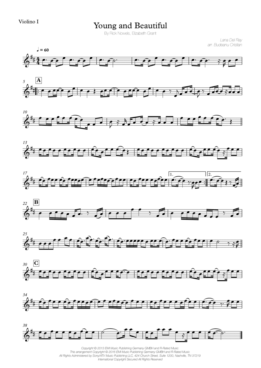 Young And Beautiful (arr. Budeanu Cristian)
