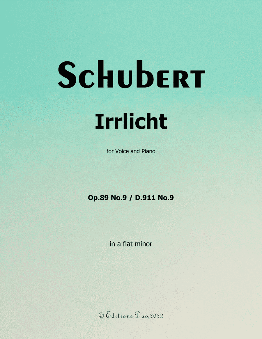 Irrlicht, by Schubert, in a flat minor (arr. Editions Dao)