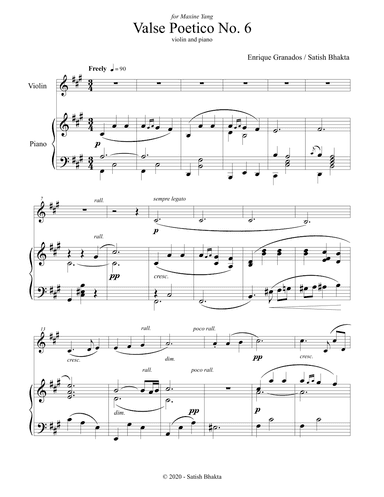 Valse Poeticos No. 6 for Violin and Piano (Poetic Waltzes)