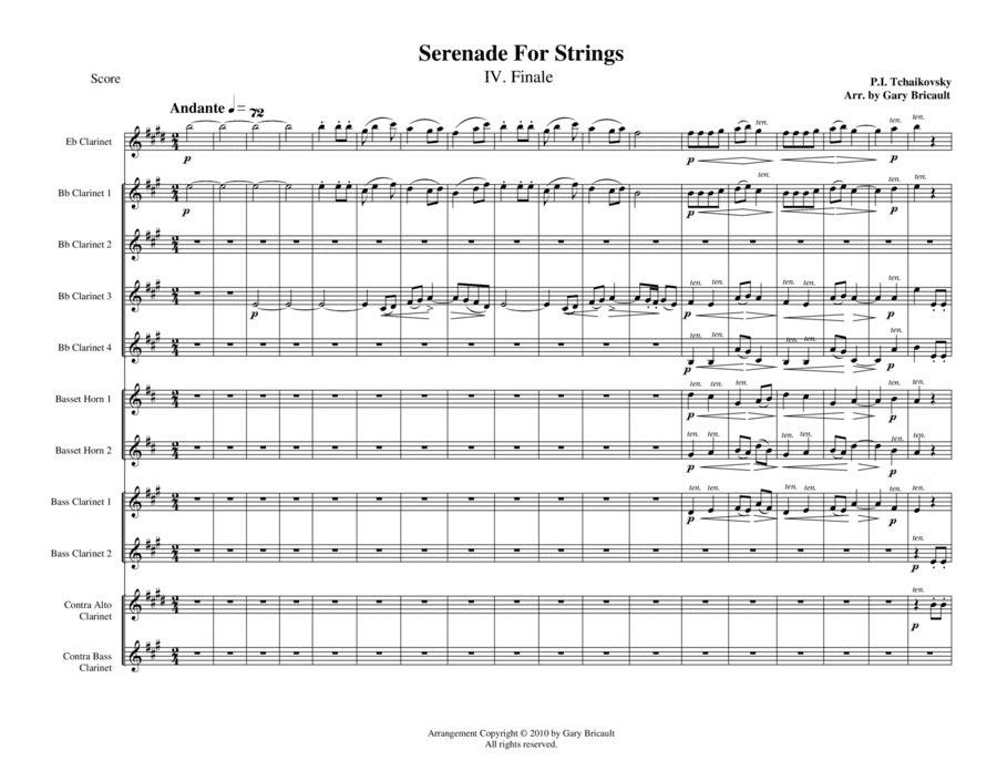 IV. Finale from Serenade For Strings (arr. Gary Bricault)